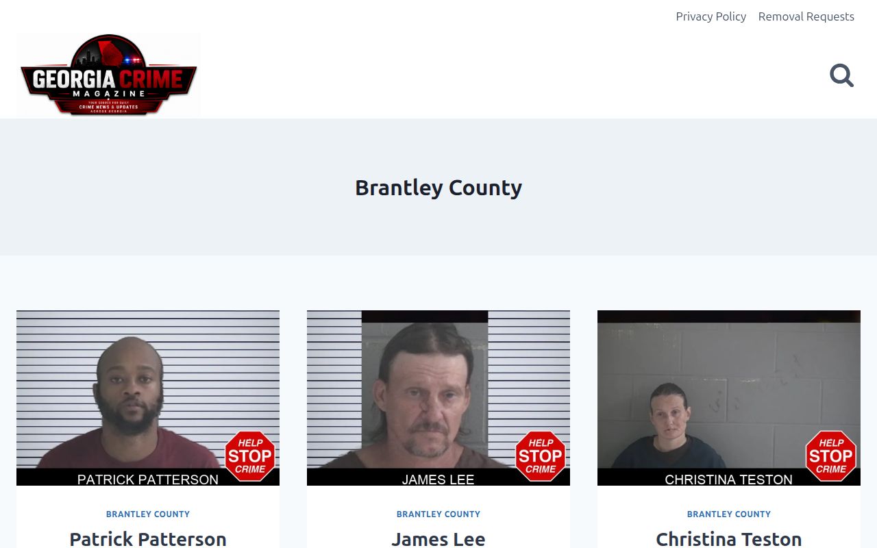 Georgia Crime Magazine Brantley County secondary booking-news source